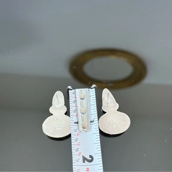 Vintage Taxco Mexico Sterling Silver Pierced Earrings Sugilite Mexico TM-180 925 - Picture 11 of 12